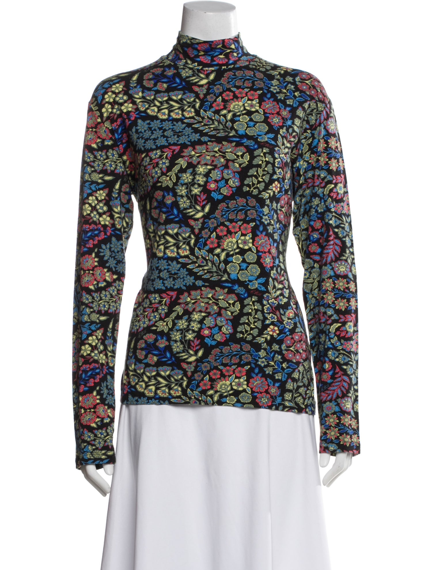 Etro Floral Print Turtleneck Top