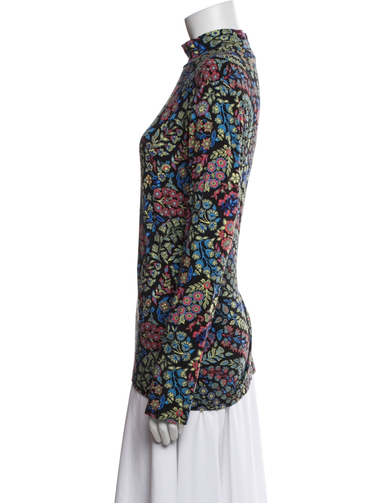 Etro Floral Print Turtleneck Top