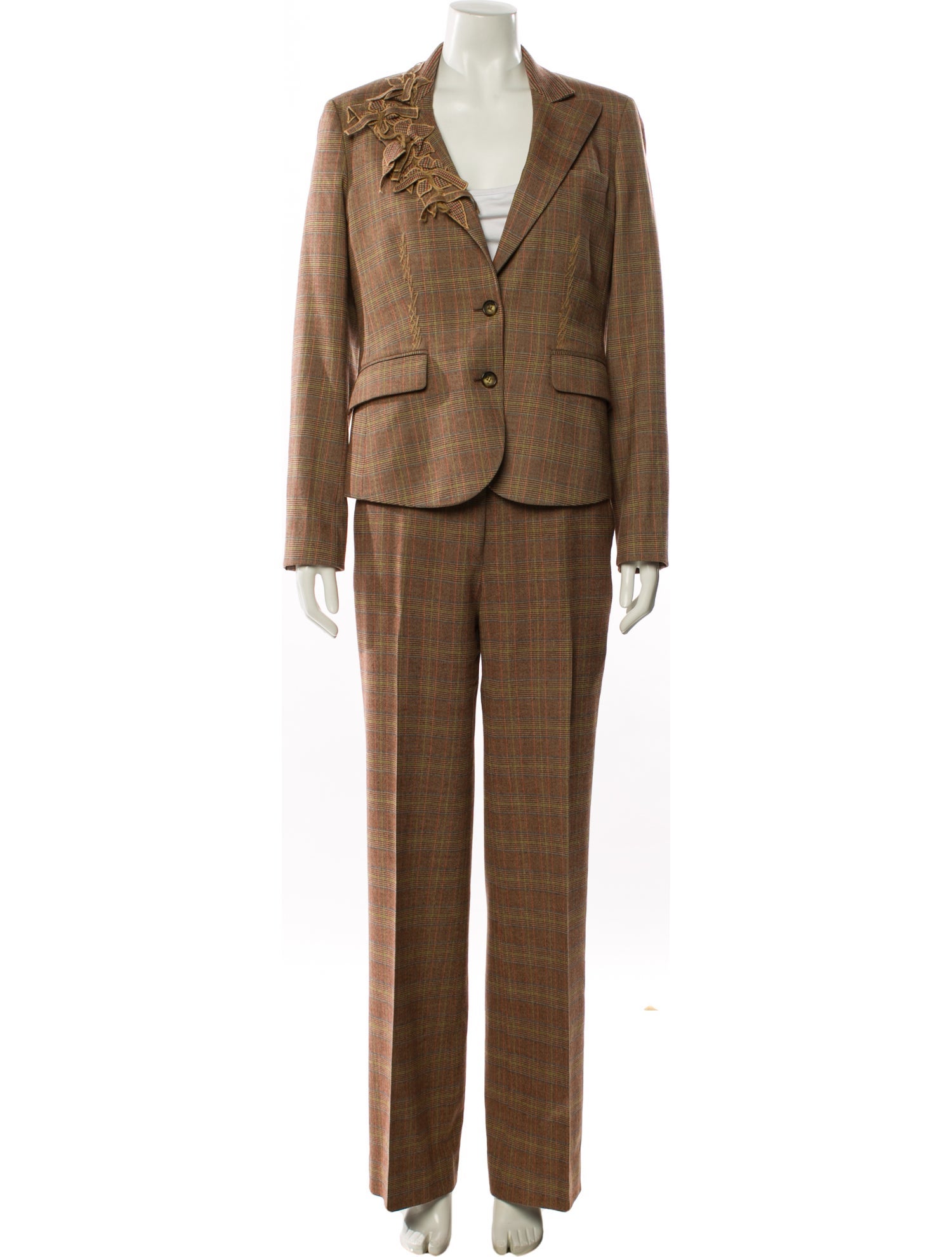 Etro Wool Plaid Print Pantsuit