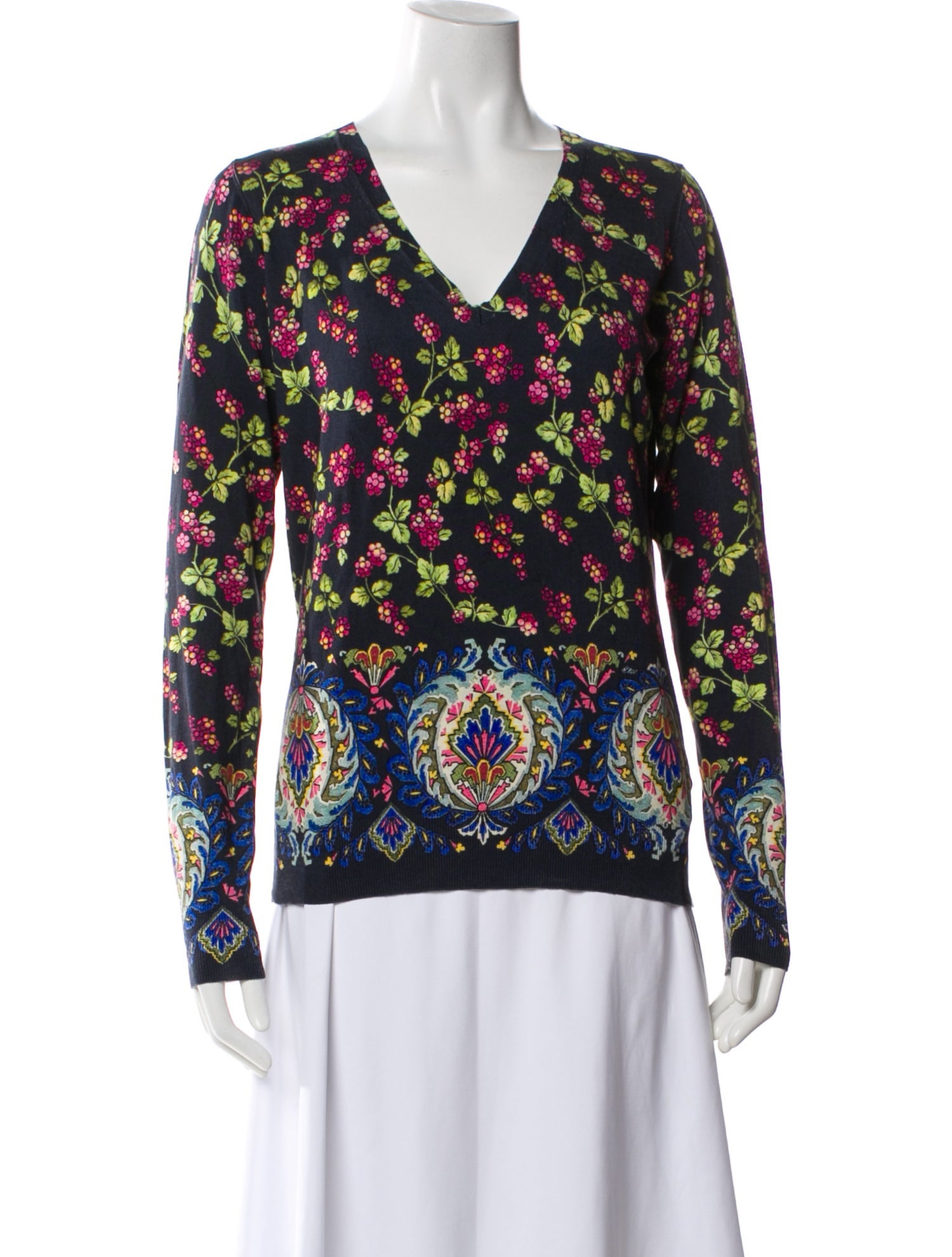 Etro Silk Floral Print Sweater