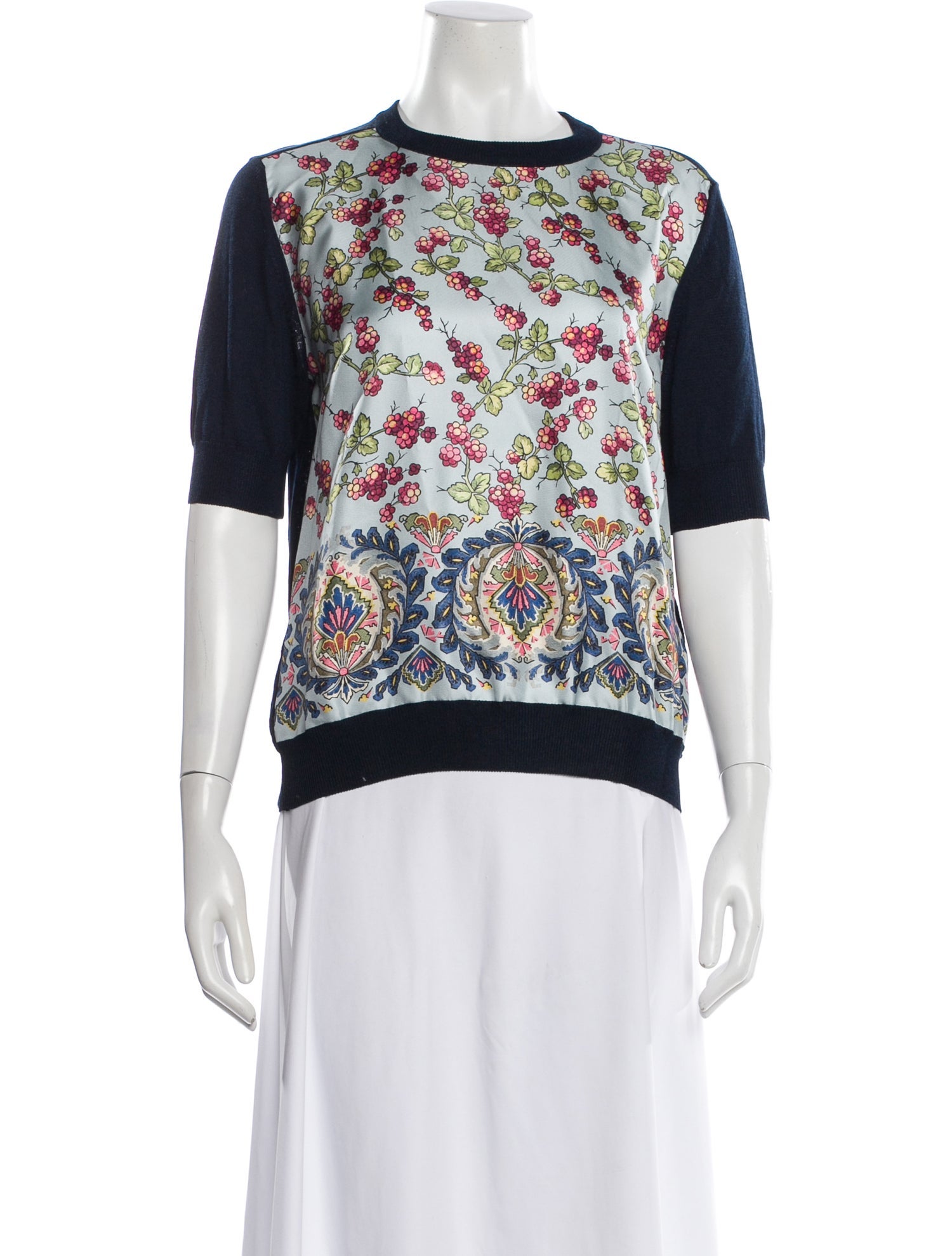 Etro Floral Print Crew Neck Top