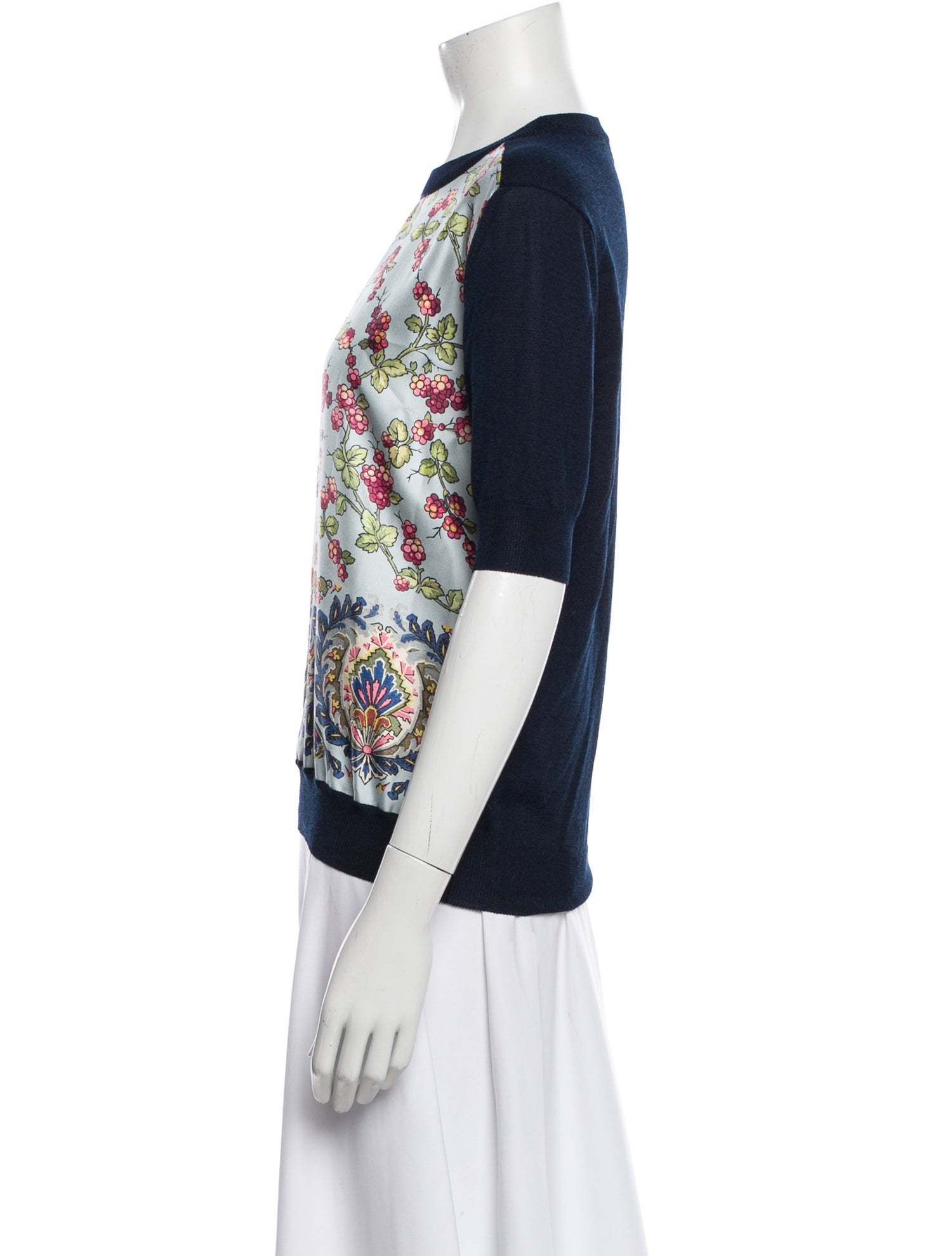 Etro Floral Print Crew Neck Top