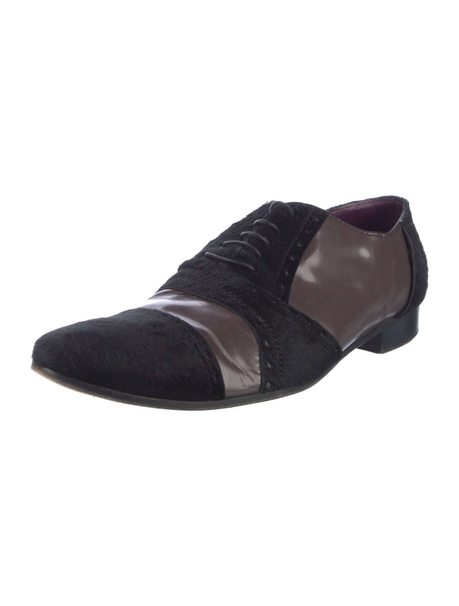 Etro Ponyhair Colorblock Pattern Oxfords