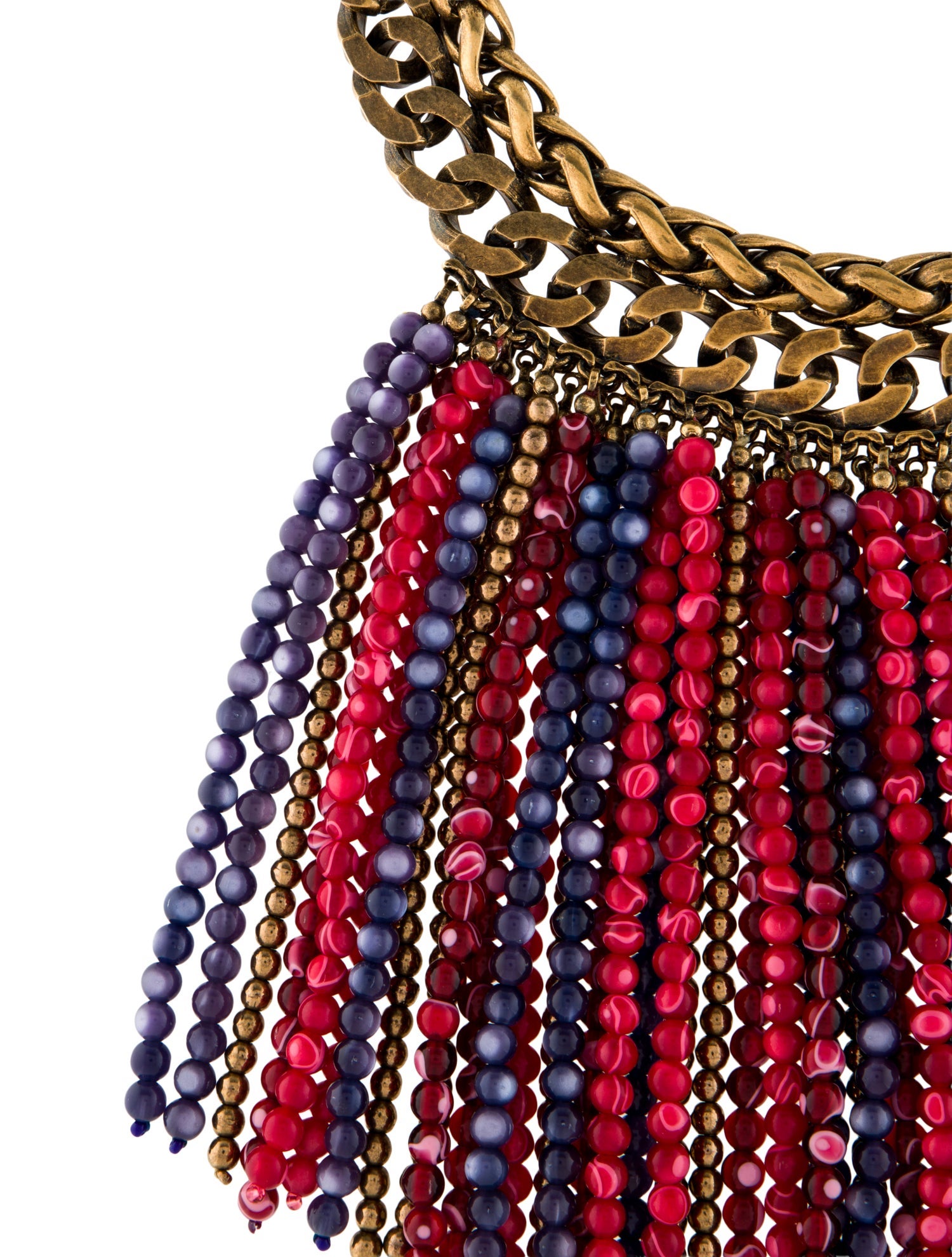 Etro Bead Fringe Curb Chain Choker Necklace
