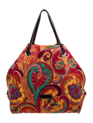 Pre-owned Etro Canvas Shoulder Bag In Orange