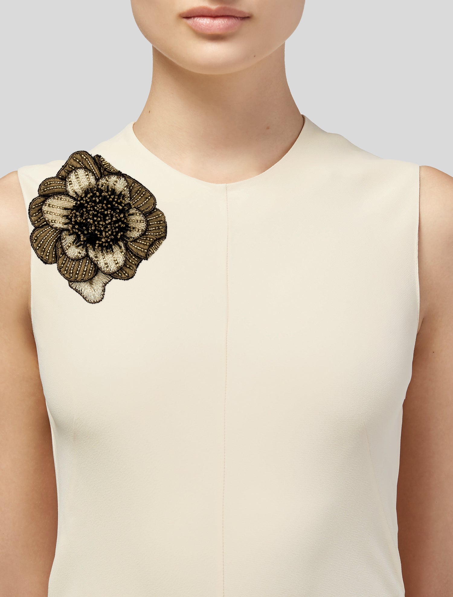 Etro Velvet & Bead Flower Brooch