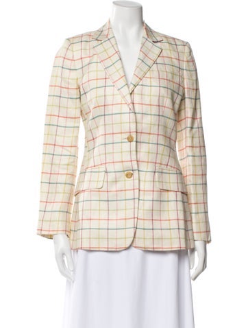 Pre-owned Etro Linen Plaid Print Blazer In Neutral