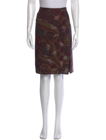 Pre-owned Etro Paisley Print Knee-length Skirt In Green