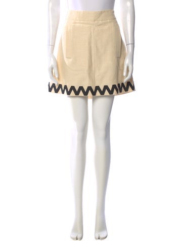 Pre-owned Etro Linen Mini Skirt In Neutral