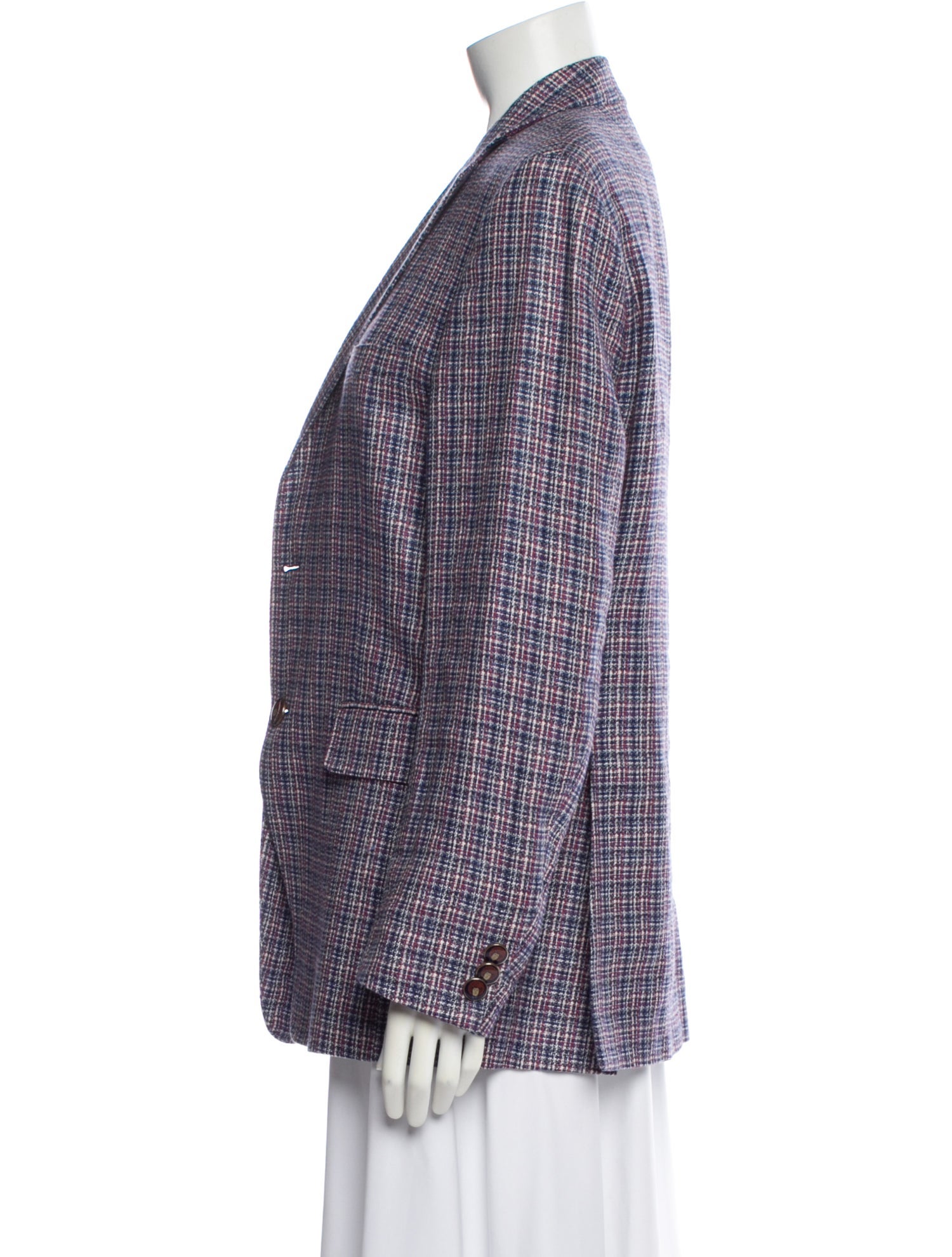 Etro Hemp Plaid Print Blazer