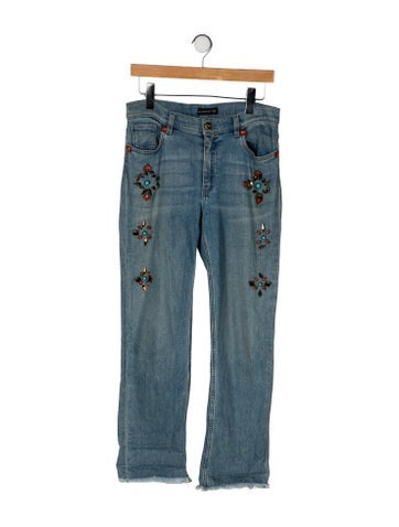 Pre-owned Etro High-rise Straight Leg Jeans In Blue