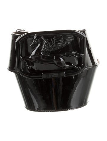 Pre-owned Etro Wide Patent Leather Belt In Black