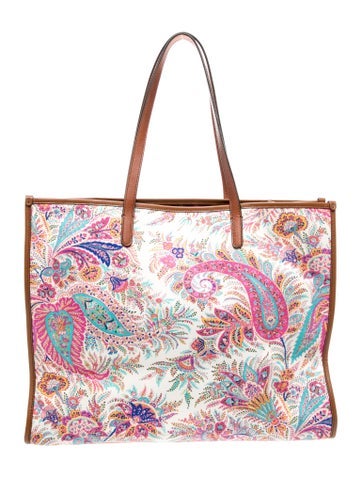 Pre-owned Etro Canvas Top Handle Bag In Neutral