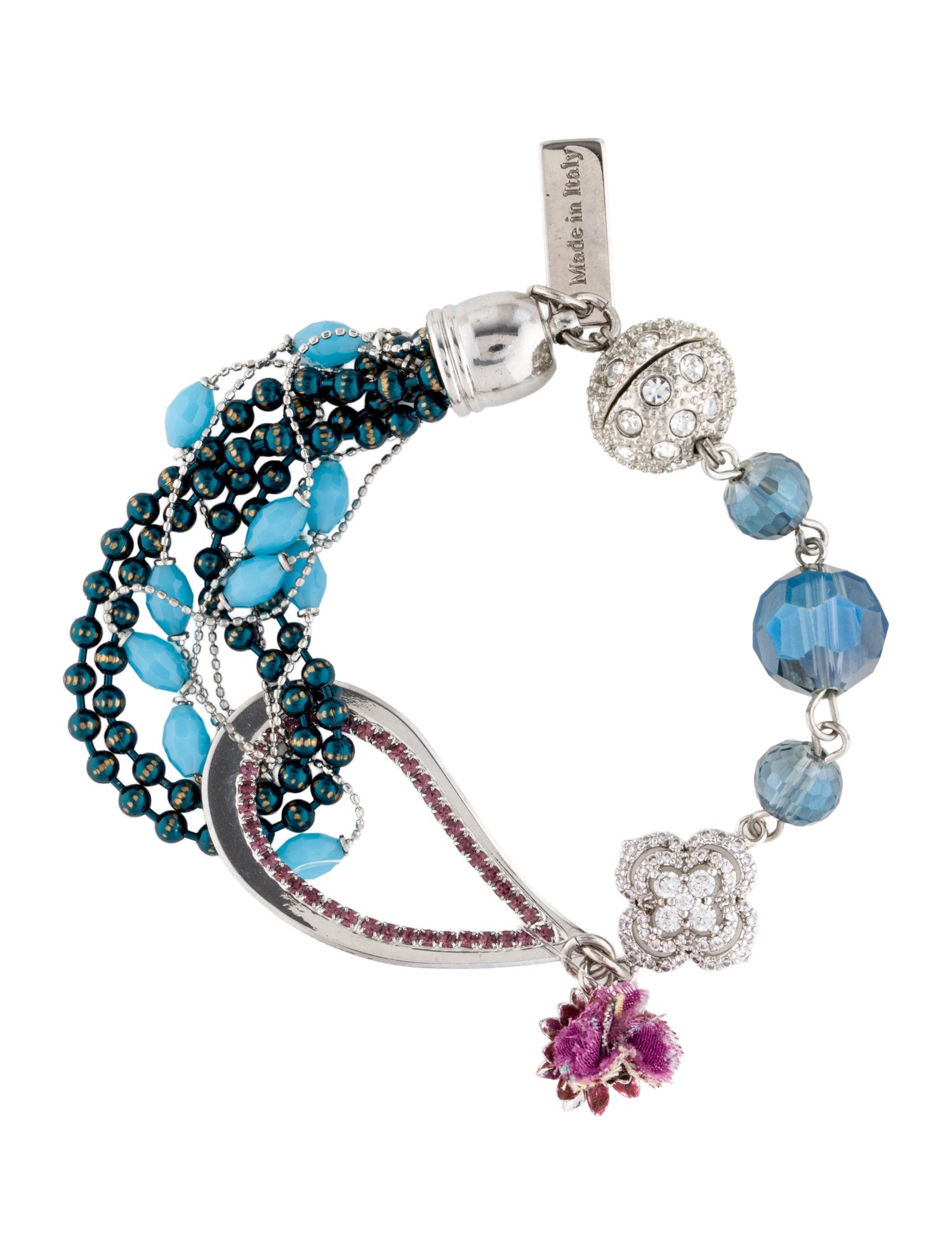 Etro Crystal Bead & Fabric Link Bracelet