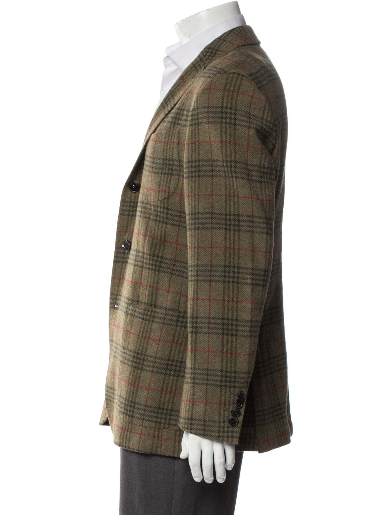 Etro Wool Plaid Print Peacoat