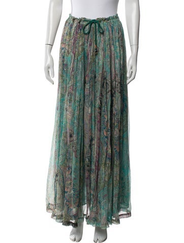 Pre-owned Etro Silk Long Skirt In Green