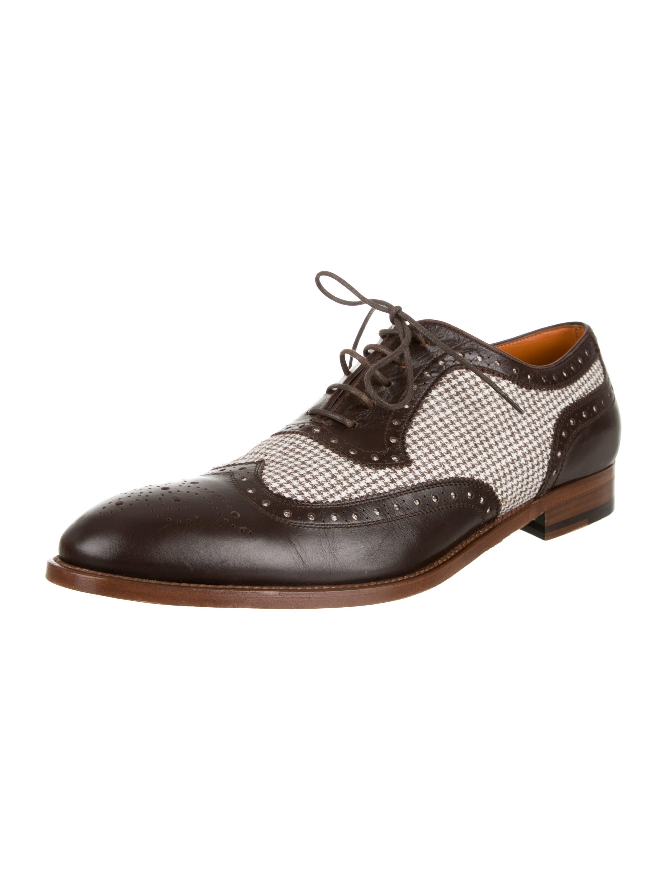 Etro Leather Houndstooth Brogues 