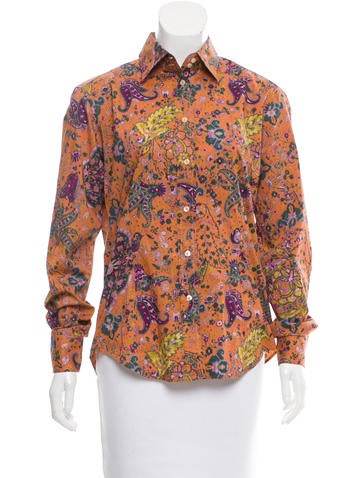 Etro Paisley Print Button-Up Top