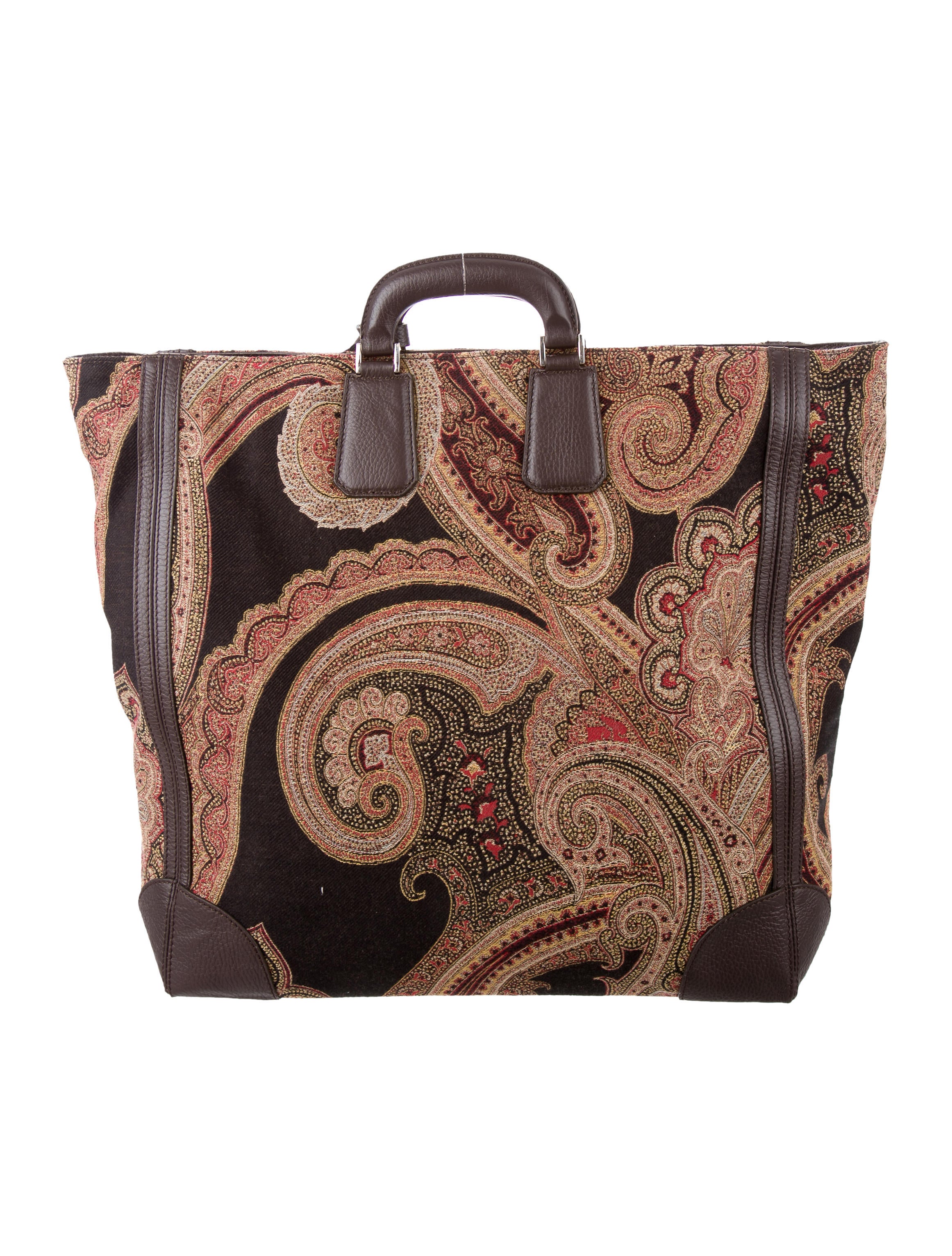Etro LeatherTrimmed Paisley Print Carpet Bag w/ Tags Handbags