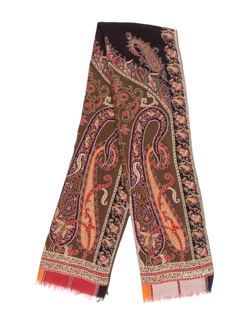 Etro Silk-Wool Printed Scarf Brown
