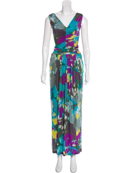 Etro Printed Maxi Dress Olive
