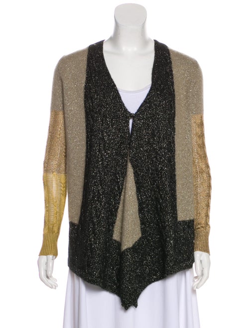 Etro Metallic Knit Cardigan Beige