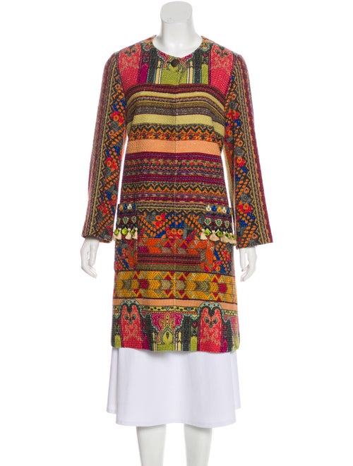 Etro Embroidered Collarless Coat Black