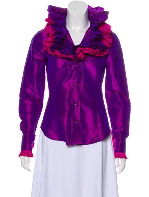 Etro Silk Long Sleeve Blouse Purple