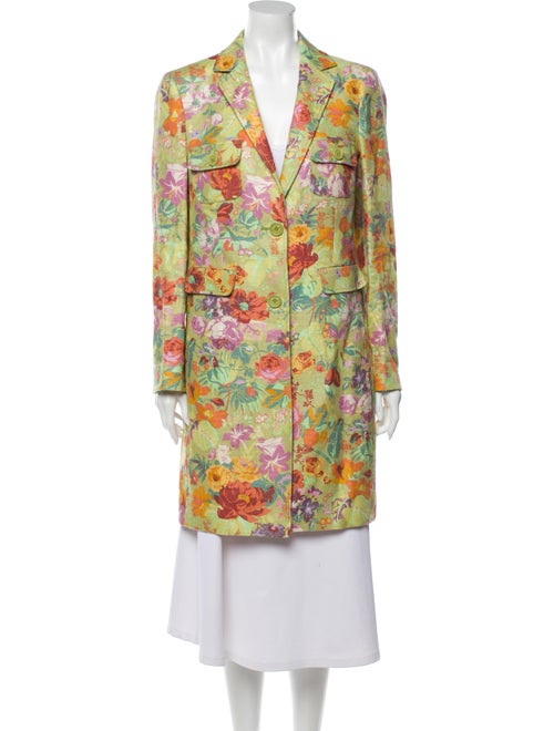 Etro Floral Print Coat Green