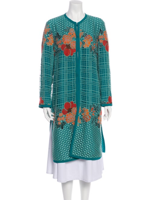 Etro Lace Pattern Coat Green