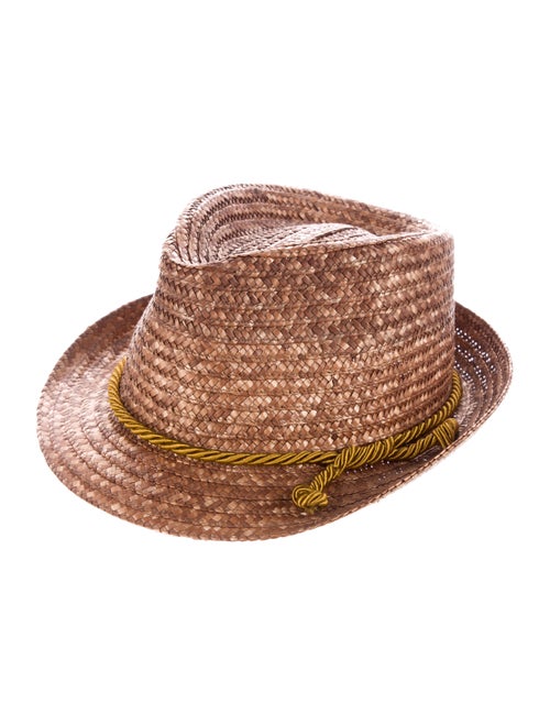 Etro Straw Fedora Hat brown