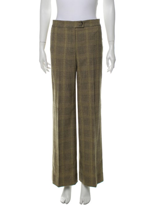 Etro Plaid Print Wide Leg Pants Green