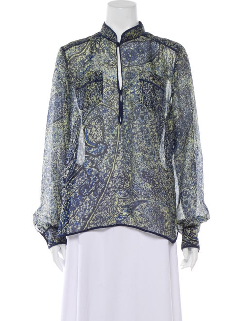 Etro Silk Printed Blouse Blue