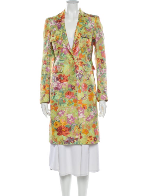 Etro Floral Print Coat Green