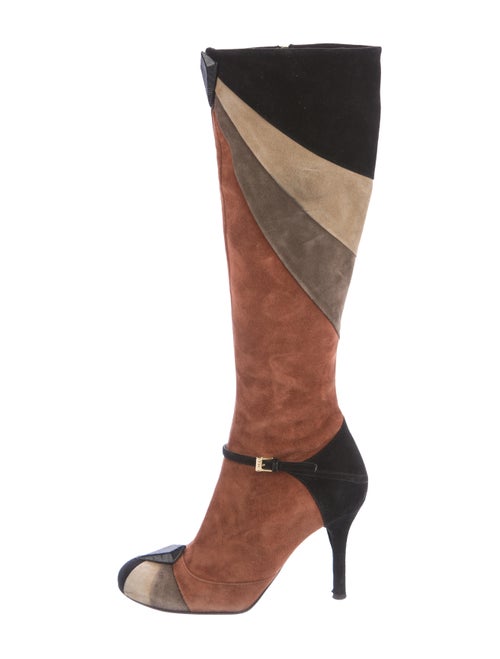 Etro Suede Knee-High Boots Brown