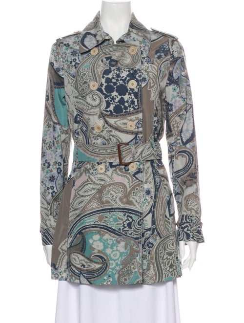 Etro Paisley Print Coat Blue