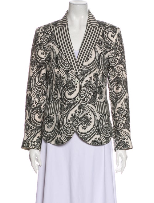 Etro Linen Paisley Print Blazer White