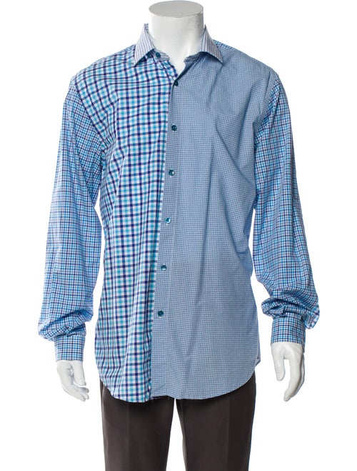 Etro Plaid Print Long Sleeve Shirt Blue