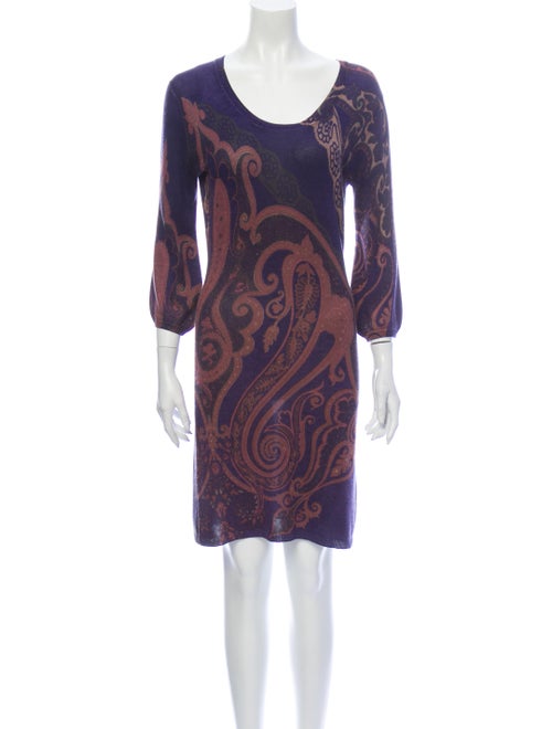 Etro Paisley Print Mini Dress Purple