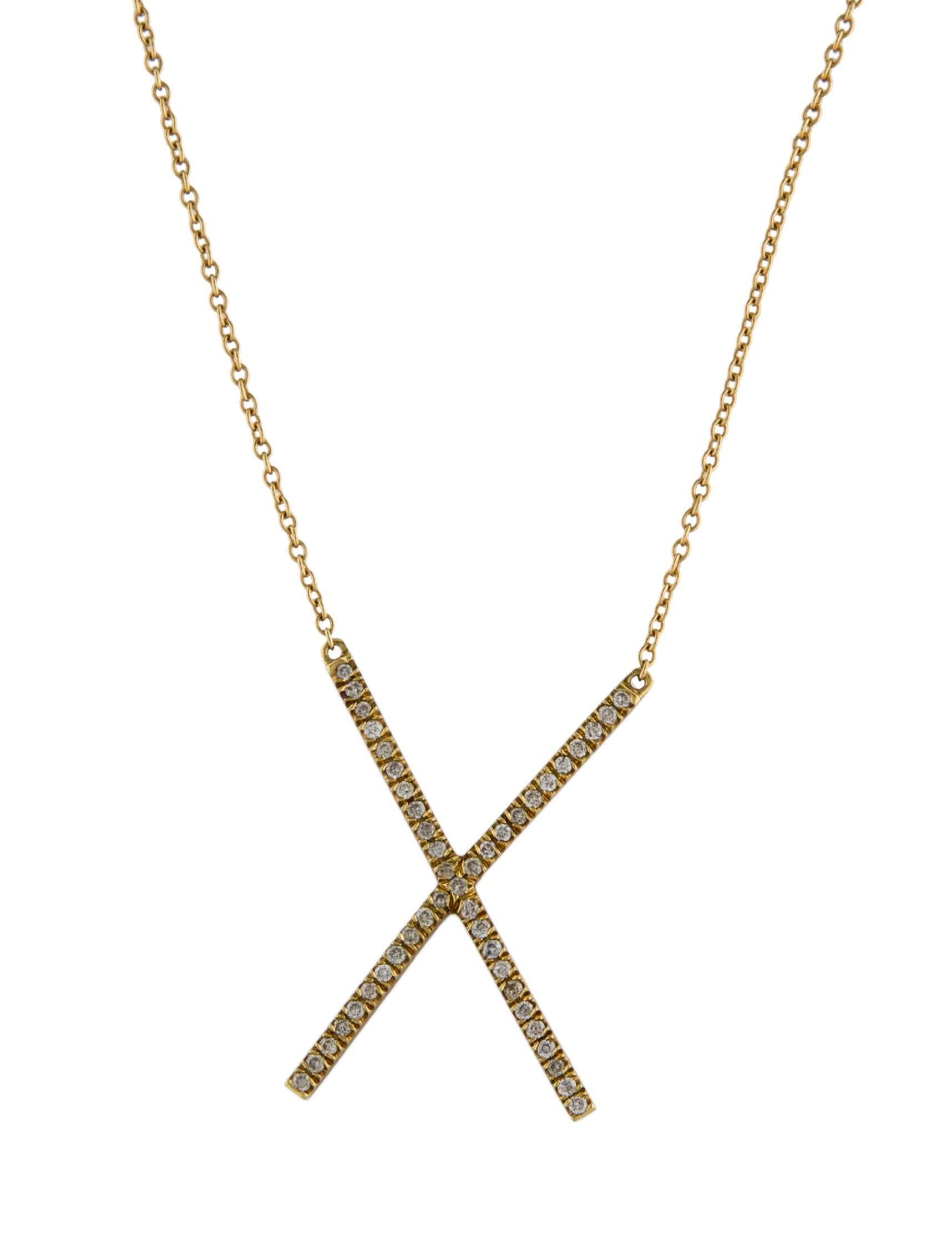 Eva Fehren 18K Diamond 'X' Pendant Necklace 18K Yellow Gold Pendant