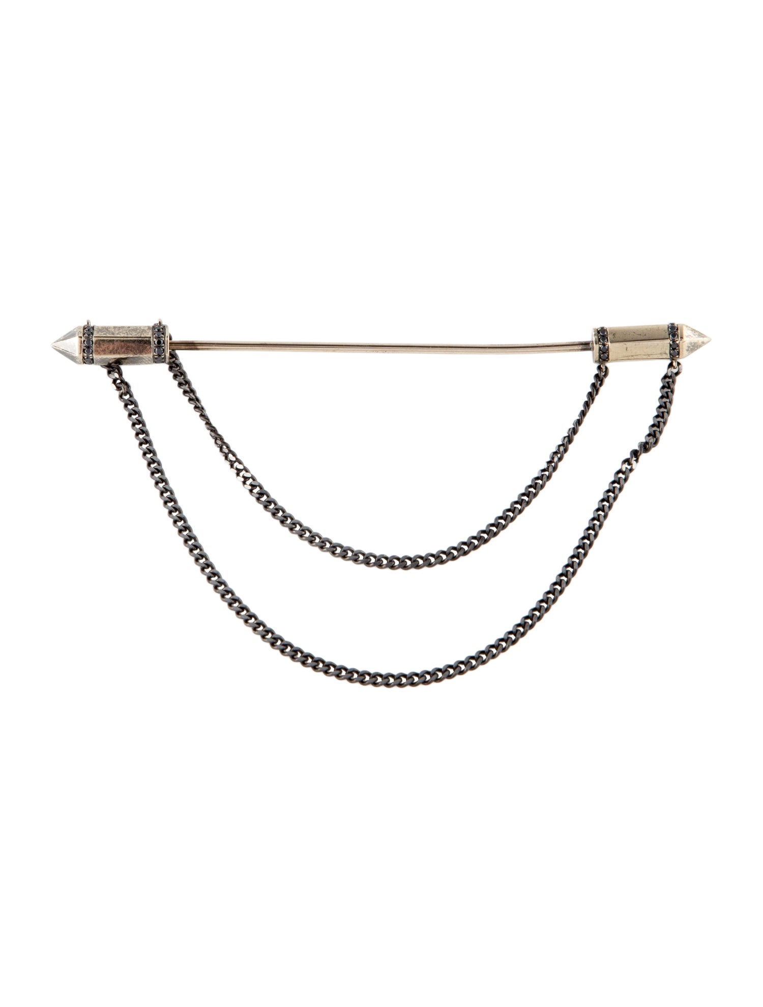 Eva Fehren Diamond Double Chain Pin Brooch