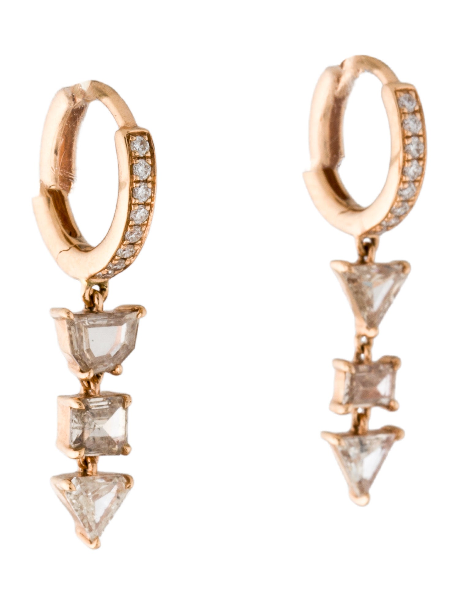 Eva Fehren 18K Diamond Huggie Drop Earrings