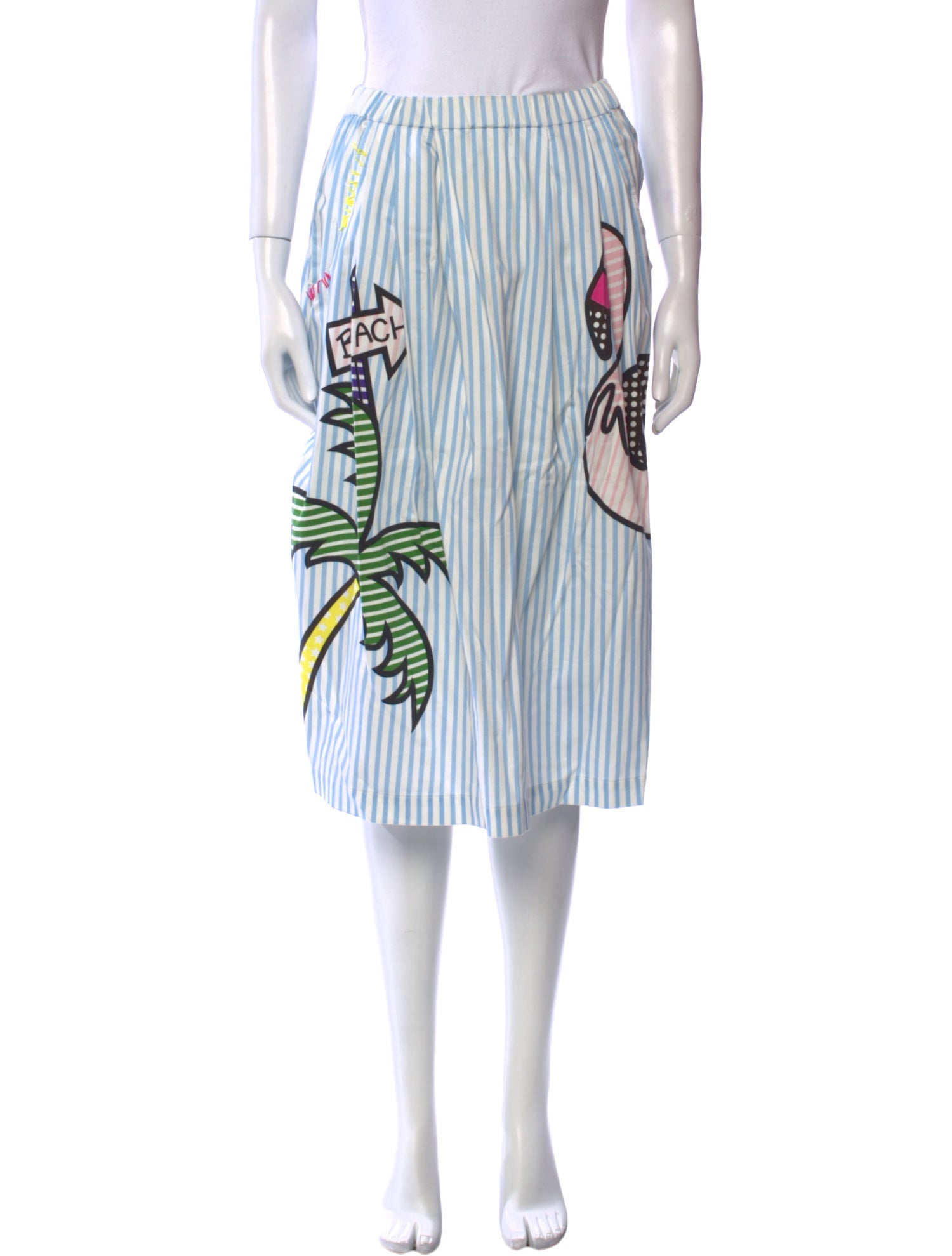 Mira Maktabi Striped Knee-Length Skirt