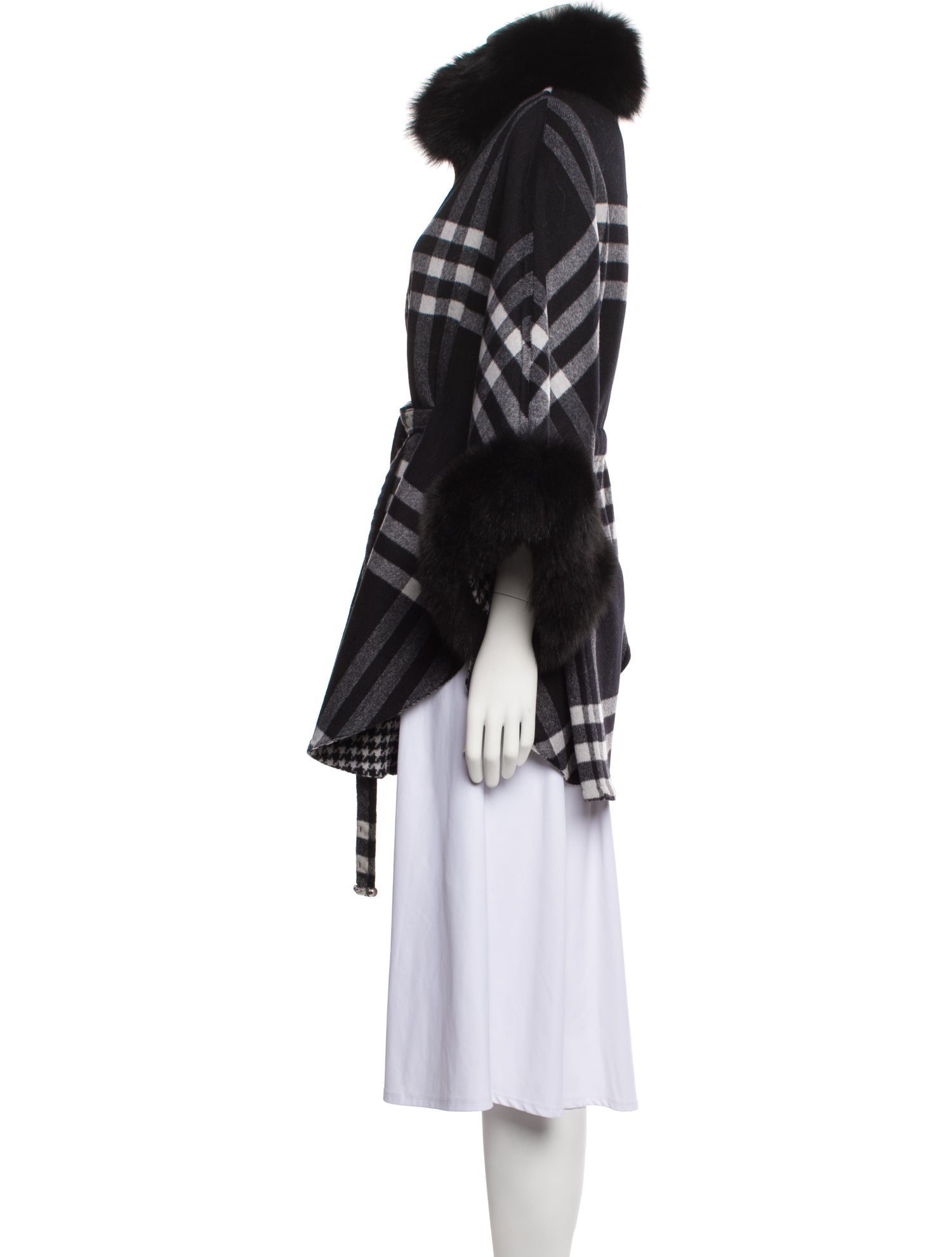 Wolfie Fur Wool Plaid Print Jacket