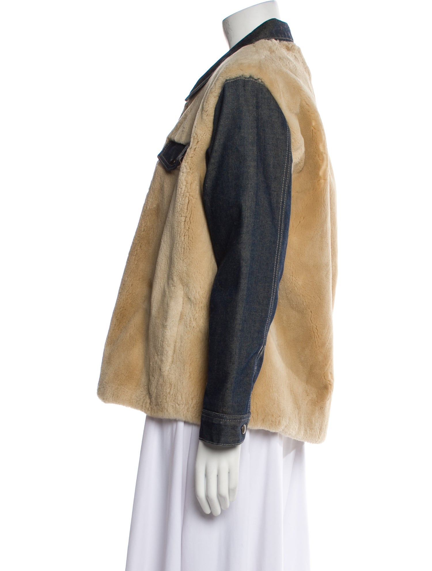 Wolfie Fur Colorblock Pattern Fur Jacket