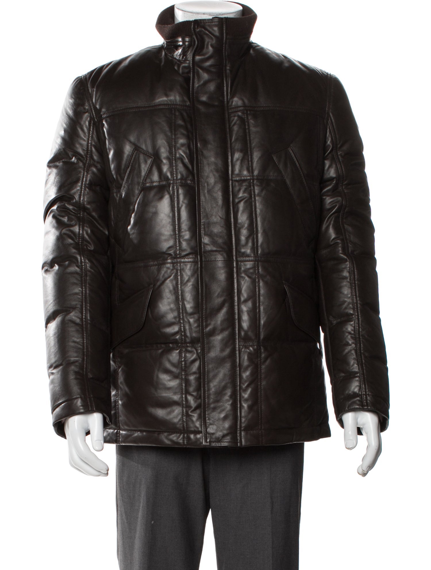 Wolfie Fur Leather Puffer Coat