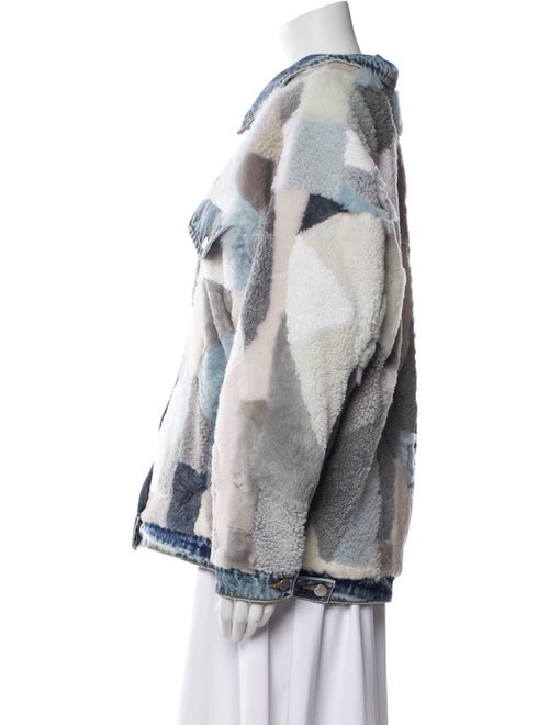 Wolfie Fur Shearling Colorblock Pattern Fur Jacket