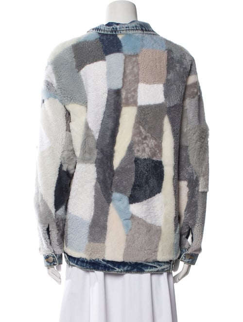 Wolfie Fur Shearling Colorblock Pattern Fur Jacket