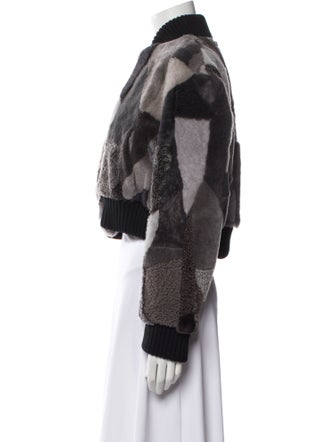 Wolfie Fur Lamb Fur Colorblock Pattern Fur Jacket