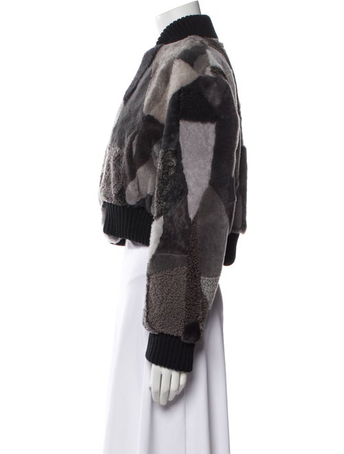 Wolfie Fur Lamb Fur Colorblock Pattern Fur Jacket